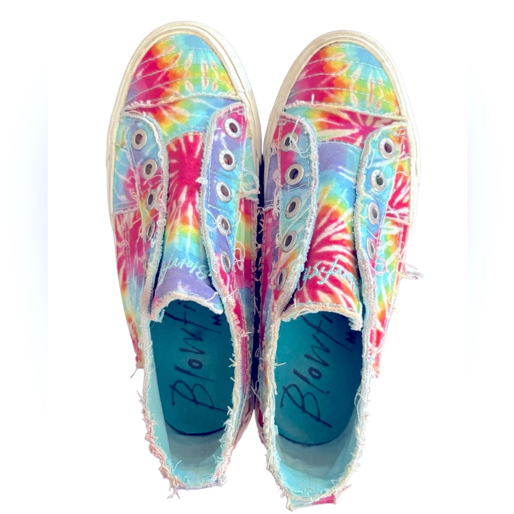 Blowfish Malibu Frayed Rainbow Colorful Slip On Sneakers Pastel Tie-Dyed  Size 7 - Picture 5 of 7